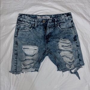 Distressed Blue Denim Shorts